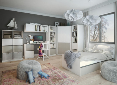 Kinderzimmer Jugendzimmer Set Bett Kleiderschrank Schrank Schreibtisch Neu 7tlg